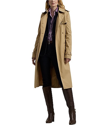 Lauren Ralph Lauren Frayceal Water Repellent Belted Twill Trench Coat