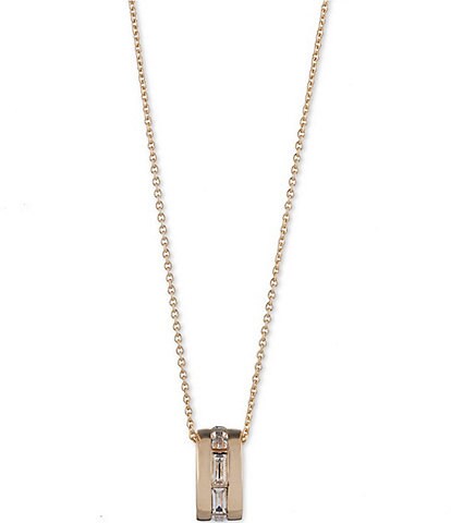 Lauren Ralph Lauren Gold Crystal Baguette Stone Short Pendant Necklace