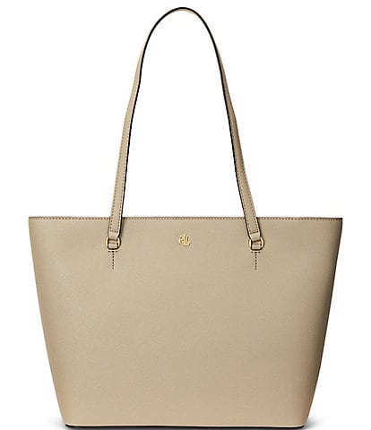 Lauren Ralph Lauren Gold Hardware Crosshatch Leather Medium Karly Tote Bag