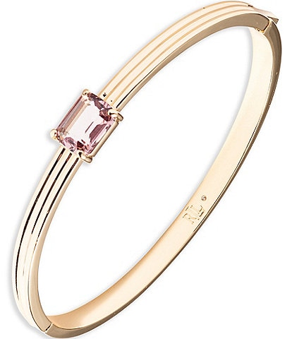 Lauren Ralph Lauren Gold Tone Antique Pink Stone Bangle Bracelet