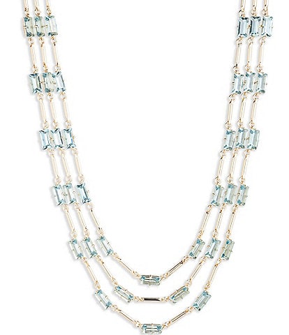 Lauren Ralph Lauren Gold Tone Aqua Stone Multirow Collar Necklace