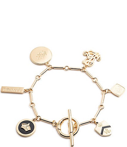 Lauren Ralph Lauren Gold Tone Black Charm Flex Line Bracelet