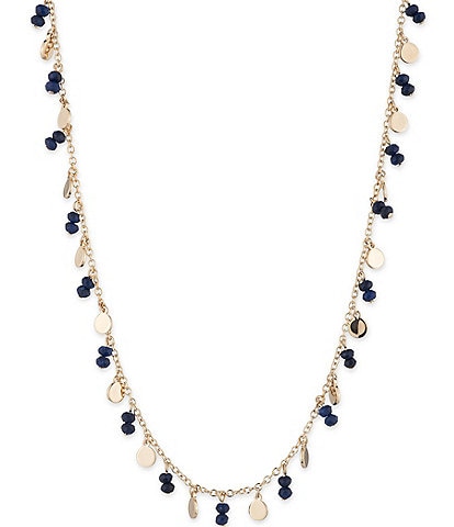 Lauren Ralph Lauren Gold Tone Blue Shaky Collar Necklace