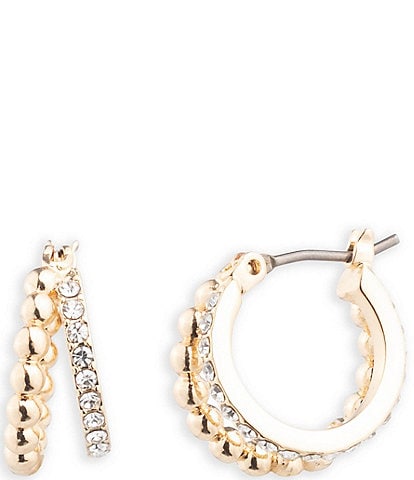 Lauren Ralph Lauren Gold Tone Crystal 16mm Bead Split Hoop Earrings