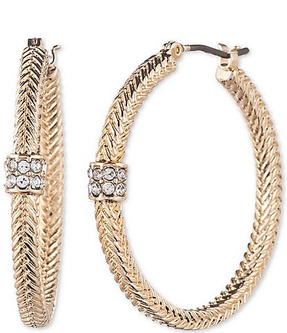 Lauren Ralph Lauren Gold Tone Crystal 30mm Pave Roundell Hoop Earrings
