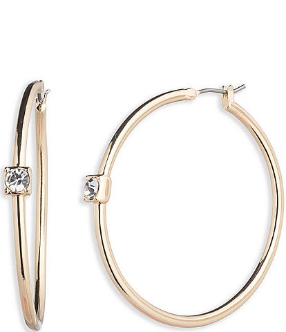 Lauren Ralph Lauren Gold Tone Crystal 40mm Hoop Earrings