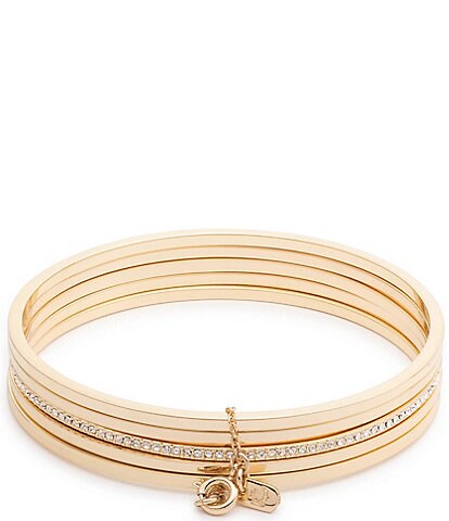 Lauren Ralph Lauren Gold Tone Crystal Bangle Bracelet Set