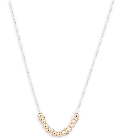 Lauren Ralph Lauren Gold Tone Crystal Bead Short Frontal Pendant Necklace