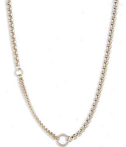 Lauren Ralph Lauren Gold Tone Crystal Cable Chain Collar Necklace