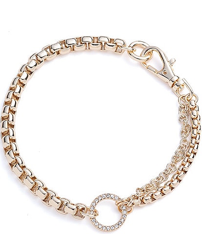 Lauren Ralph Lauren Gold Tone Crystal Cable Chain Flex Line Bracelet