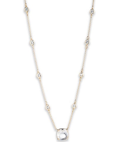 Lauren Ralph Lauren Gold Tone Crystal Cushion Short Pendant Necklace