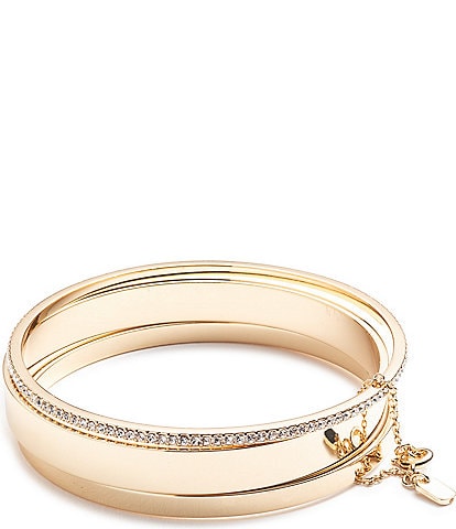 Lauren Ralph Lauren Gold Tone Crystal Pave Bangle Bracelet Set