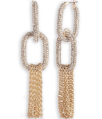 Givenchy Gold Tone Crystal Pave Chain Statement Drop Earrings
