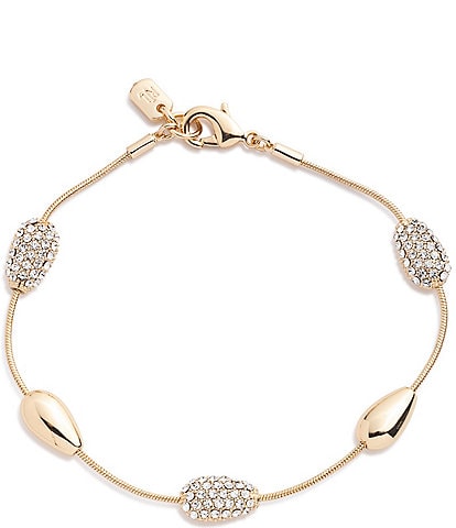 Lauren Ralph Lauren Gold Tone Crystal Pave Pear Flex Line Bracelet