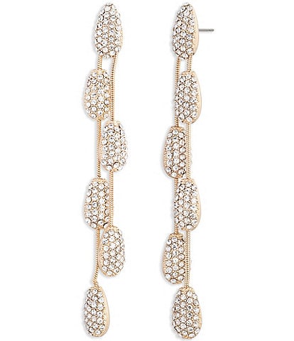 Lauren Ralph Lauren Gold Tone Crystal Pave Pear Linear Earrings