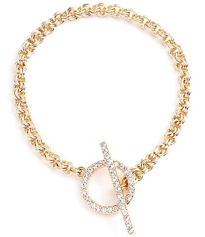 Lauren Ralph Lauren Gold Tone Crystal Pave Toggle Flex Line Bracelet