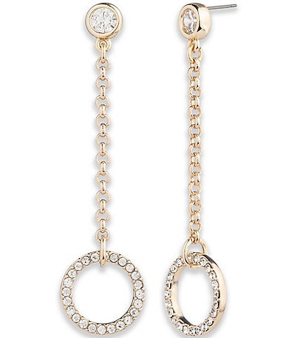 Lauren Ralph Lauren Gold Tone Crystal Rolo Chain Linear Earrings