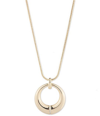 Lauren Ralph Lauren Gold Tone Crystal Sculpted Short Pendant Necklace