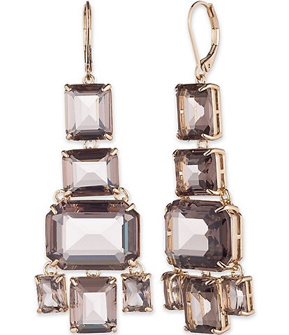 Lauren Ralph Lauren Gold Tone Greige Stone Chandelier Earrings
