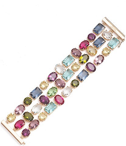 Lauren Ralph Lauren Gold Tone Multi Row Multi Stone Flex Line Bracelet