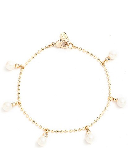 Lauren Ralph Lauren Gold Tone Pearl Shaky Flex Line Bracelet
