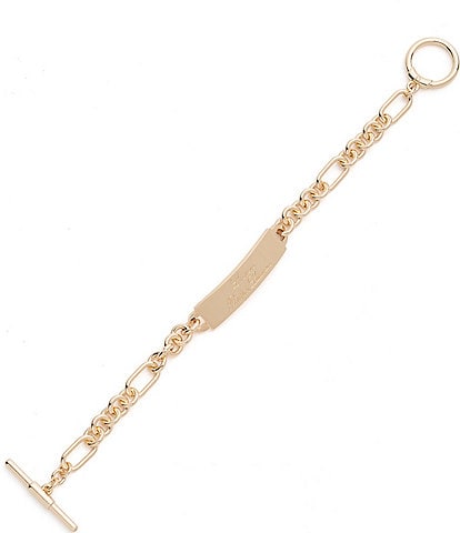 Lauren Ralph Lauren Gold Tone Script Logo Flex Chain Line Bracelet