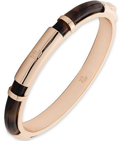 Lauren Ralph Lauren Gold Tone Tortoise Logo Bangle Bracelet