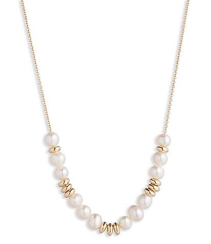 Lauren Ralph Lauren Gold Tone White Freshwater Pearl Frontal Collar Necklace