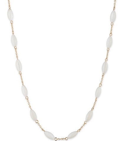 Lauren Ralph Lauren Gold Tone White Mother Of Pearl Stationed Collar Necklace