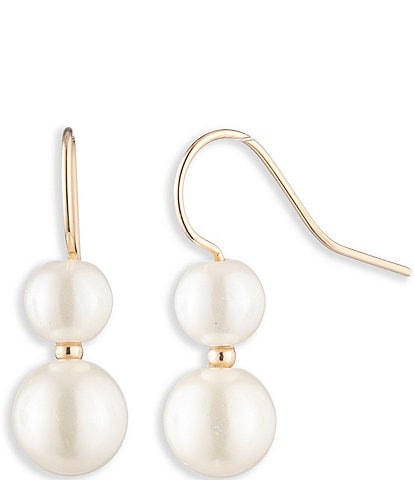 Lauren Ralph Lauren Gold Tone White Pearl Double Drop Earrings