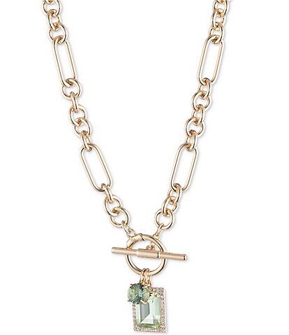 Lauren Ralph Lauren Green Stone Pendant Collar Necklace