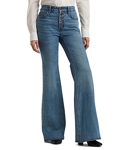 Lauren Ralph Lauren High Rise Full Length Flare Denim Jeans