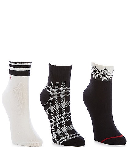 Lauren Ralph Lauren Holiday Plaid Quarter Socks, 3 Pack