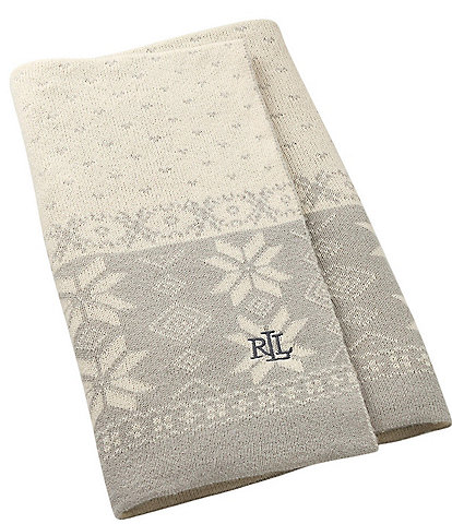 Lauren Ralph Lauren Ingrid #double;LRL#double; Embroidered Yarn-Dyed Geometric Pattern Throw Blanket