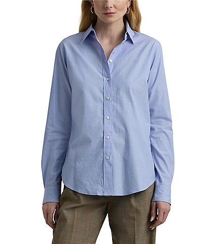 Lauren Ralph Lauren Jamelko Point Collar Long Sleeve Button-Front Classic Fit Shirt