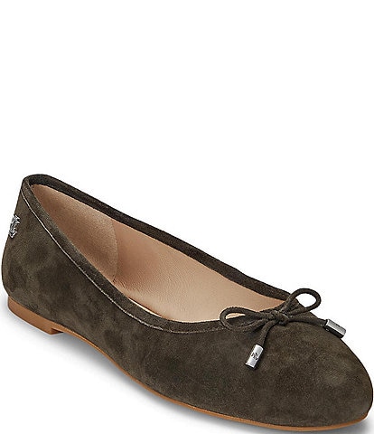 Lauren Ralph Lauren Jayna Bow Detail Suede Ballet Flats