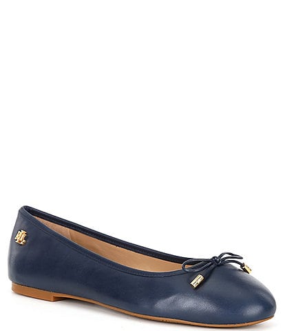 Lauren Ralph Lauren Jayna Leather Bow Ballet Flats