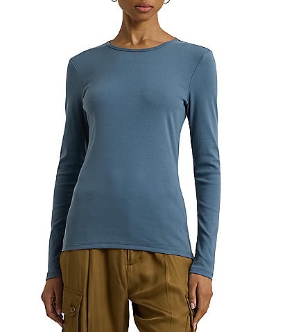 Lauren Ralph Lauren Katherine Pull-On Crew Neck Slim Fit Long Sleeve Top