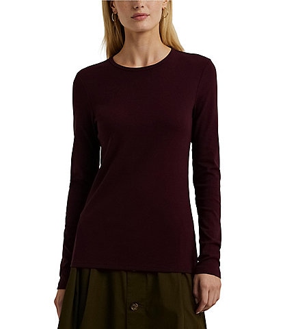 Lauren Ralph Lauren Katherine Pull-On Crew Neck Slim Fit Long Sleeve Top