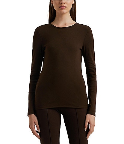 Lauren Ralph Lauren Katharine Soft Knit Crew Neck Long Sleeve Tee Shirt