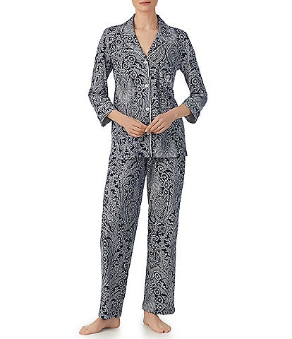 Lauren Ralph Lauren Gilded Age Paisley-Print Knit Pajama Set - Macy's