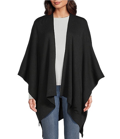 Lauren Ralph Lauren Knit Wool Shine Border Ruana