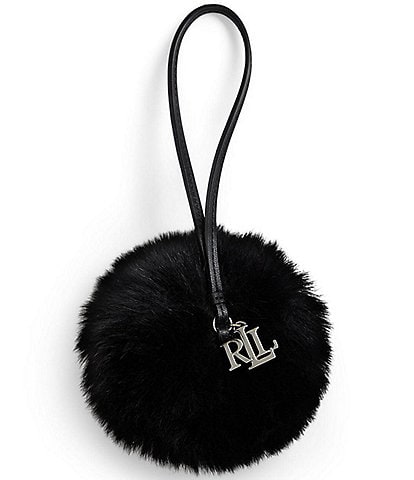 Lauren Ralph Lauren Leather & Shearling Pom-Pom Bag Charm