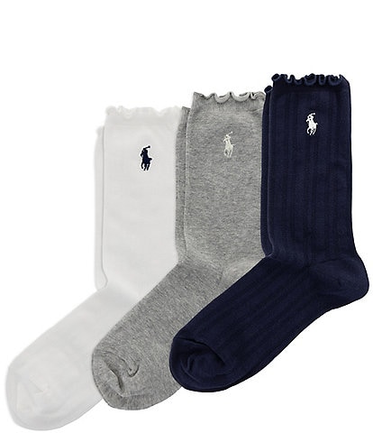 Polo Ralph Lauren Lettuce Edge Ankle Sock, 3 Pack