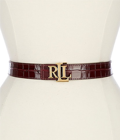 Lauren Ralph Lauren Logo 1.25#double; Reversible Crocodile-Embossed Leather Belt