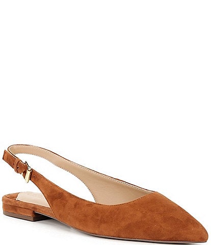 Lauren Ralph Lauren Londyn Suede Slingback Pointed Toe Ballet Flats
