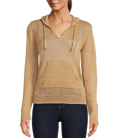 Lauren Ralph Lauren Long Sleeve Linen Hoodie Sweater