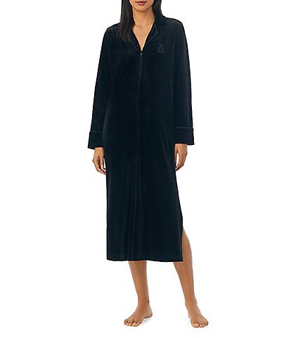 Lauren Ralph Lauren Long Sleeve Notch Collar Long Zip-Front Robe