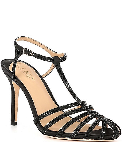 Lauren Ralph Lauren Makenzie Rhinestone Embellished T-Strap Dress Sandals