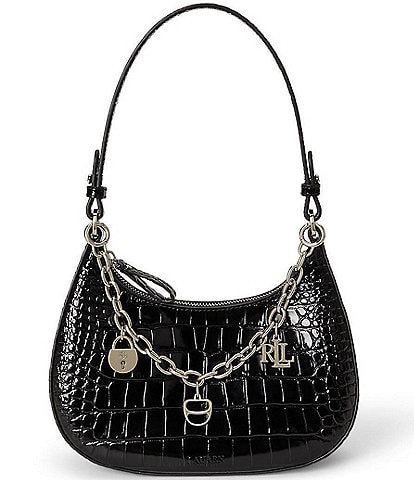 Lauren Ralph Lauren Marcy Embossed Medium Charm Zip Shoulder Bag